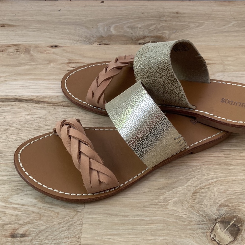 Soludos Braided Slide Sandal - EUC - Tan and Gold